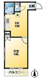 上板橋IMAハウス 1DKの間取図画像