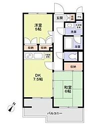 グランドゥール町田忠生 2DKの間取図画像