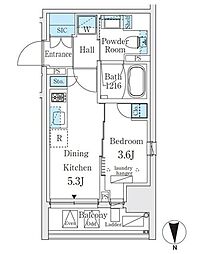 ジオエント秋葉原 1DKの間取図画像