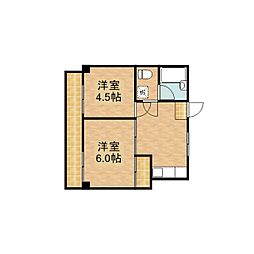 JR横浜線 町田駅 徒歩27分の賃貸マンション 2階2DKの間取り