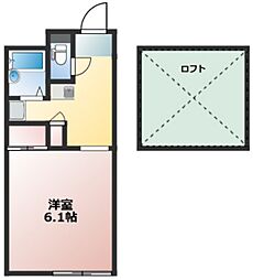 ＱｕａｔｒｅＲｅｖｅｓ 1階1Kの間取り