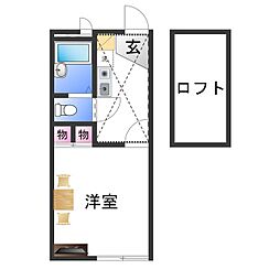 レオパレス萩原天神 1Kの間取図画像
