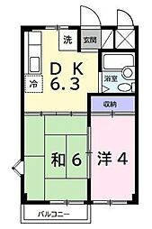 ラ・セゾン一番館 2階2Kの間取り