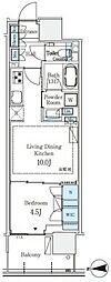 グランシテイタワー月島 1LDKの間取図画像