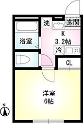 キャメル津田沼 2階1Kの間取り