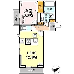 Violaまくはり 1階1LDKの間取り