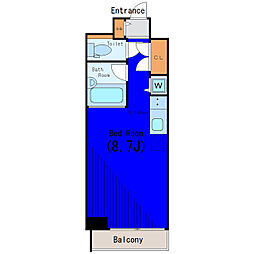 JR山手線 五反田駅 徒歩7分の賃貸マンション 2階ワンルームの間取り