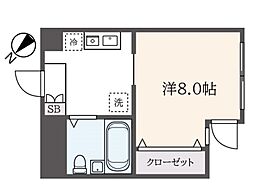 サンクレール相模原 2階ワンルームの間取り