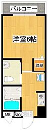 アネックス大産 1Kの間取図画像