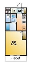 C’s 19 HIJIKATA 1階1Kの間取り