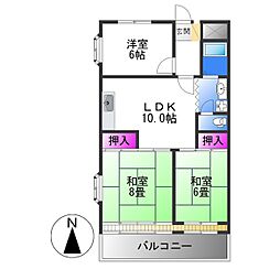 レジデンスひぐち 3LDKの間取図画像