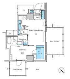 パークアクシス滝野川ラ ブリーズ 16階1LDKの間取り