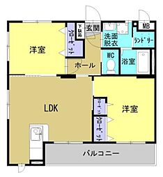 （仮称）高洲町ＹＭマンション 3階2LDKの間取り