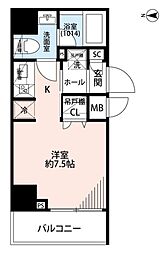 東急大井町線 旗の台駅 徒歩9分の賃貸マンション 7階ワンルームの間取り