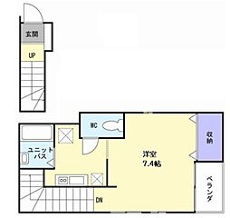 プライマル南馬込 2階ワンルームの間取り