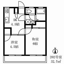 パルナカイケガミ 2DKの間取図画像