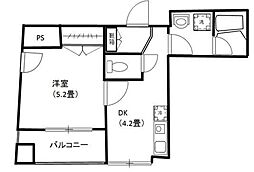 JR中央線 高円寺駅 徒歩7分の賃貸マンション 2階1DKの間取り