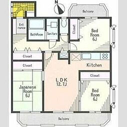 イイダアネックスII 3階2LDKの間取り