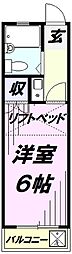 AADO所沢 1Kの間取図画像
