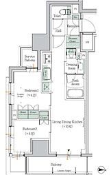 ワンルーフレジデンス中野南台 9階2LDKの間取り