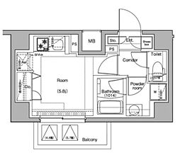 PREMIUMCUBE品川戸越 ワンルームの間取図画像
