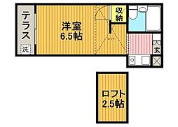 第17安藤ハイツ 1Kの間取図画像