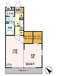 ウエストエーデル 2Kの間取図画像