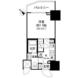 パークリュクス白金高輪 1Kの間取図画像