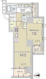 パークアクシス池田山 2階1LDKの間取り