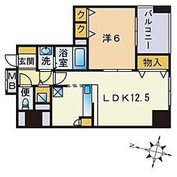 S-FORT警固タワー 1LDKの間取図画像