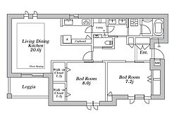 メゾン・ド・パンテュール 2階2LDKの間取り