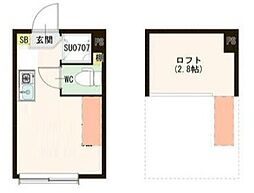 Harmony Square桜上水 2階ワンルームの間取り
