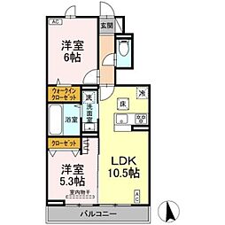 D-ROOMすみよし台 B 1階2LDKの間取り