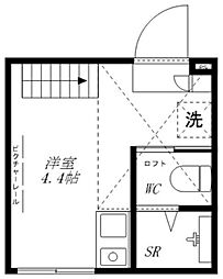 ハーモニーテラス南小岩III 2階ワンルームの間取り