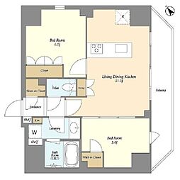 ルジェンテ・バリュ上野根岸 11階2LDKの間取り
