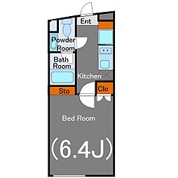 クーカイ・テラス祐天寺 3階1Kの間取り