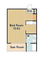 京王相模原線 京王堀之内駅 徒歩13分の賃貸マンション 3階1Kの間取り