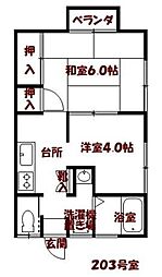 コーポすがわ 2Kの間取図画像
