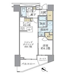 Ｂｒｉｌｌｉａ　ＴＨＥ　ＴＯＷＥＲ　ＴＯＫＹＯ　ＹＡＥＳＵ 23階1LDKの間取り