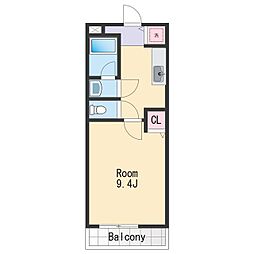 フジパレス手平 2階1Kの間取り