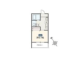 MELDIA新座II 3階1Kの間取り