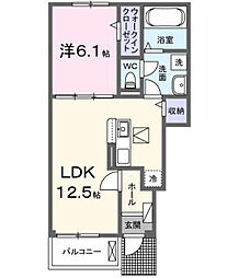 ヴェルドゥーラI 1LDKの間取図画像