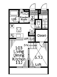 SunBricks 1LDKの間取図画像