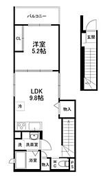 翔 1LDKの間取図画像