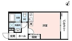 ヒルズ豊田 3階ワンルームの間取り