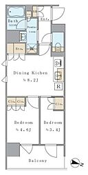 ブリリアイスト両国 7階2DKの間取り