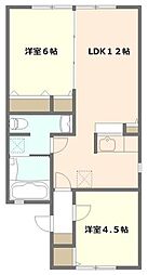 グランメール南田園 1階2LDKの間取り