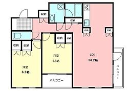 ヒルズ川口南町 2階2LDKの間取り