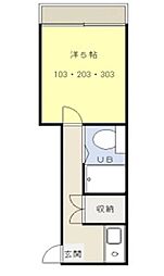 ホワイトヒルズ 1階1Kの間取り
