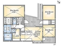 大和郷の家 2階3LDKの間取り
